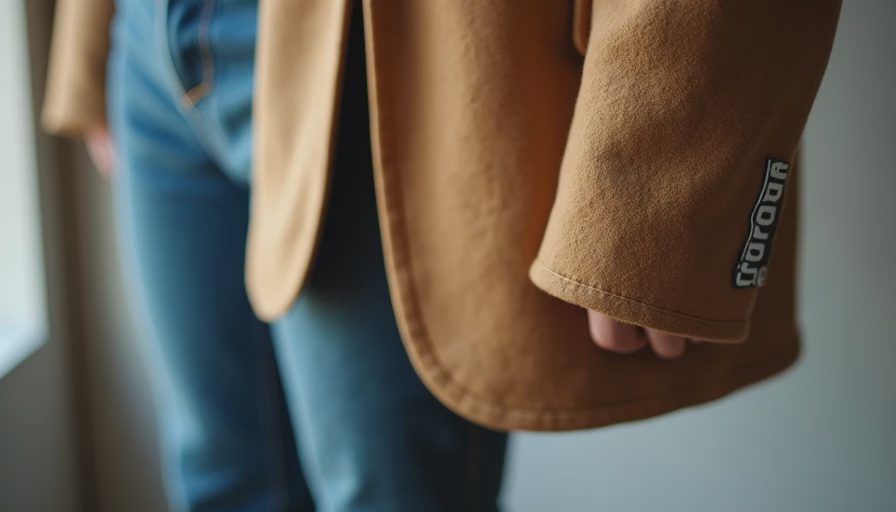 Well-loved camel blazer showing high frequency of wear and great value