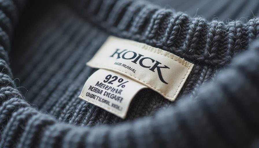 Close-up of quality merino wool sweater care label showing fiber content