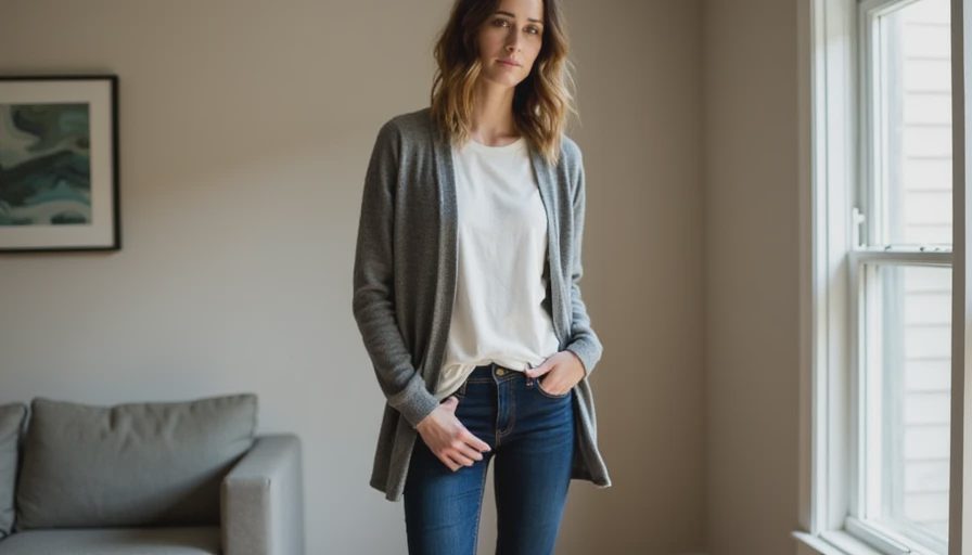 Layered Nordstrom outfit with cashmere sweater, jeans and boots for real life