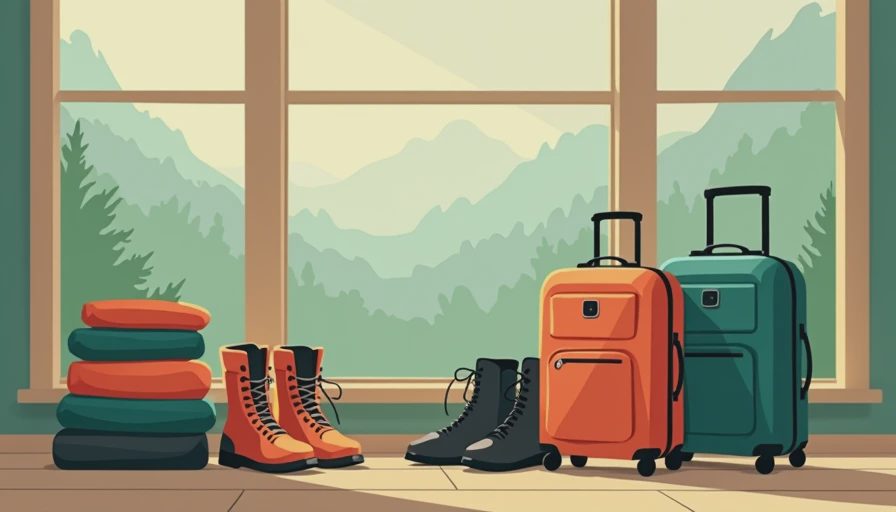Illustration for mountain trip packing clothes
